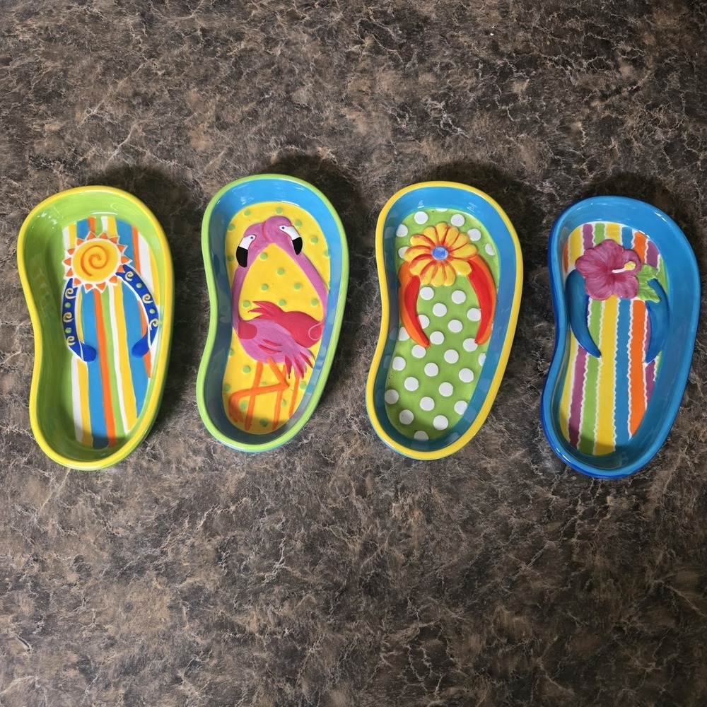 Tropix Flip Flop Bowls Trinket Ceramic Condiment Snack Beachy